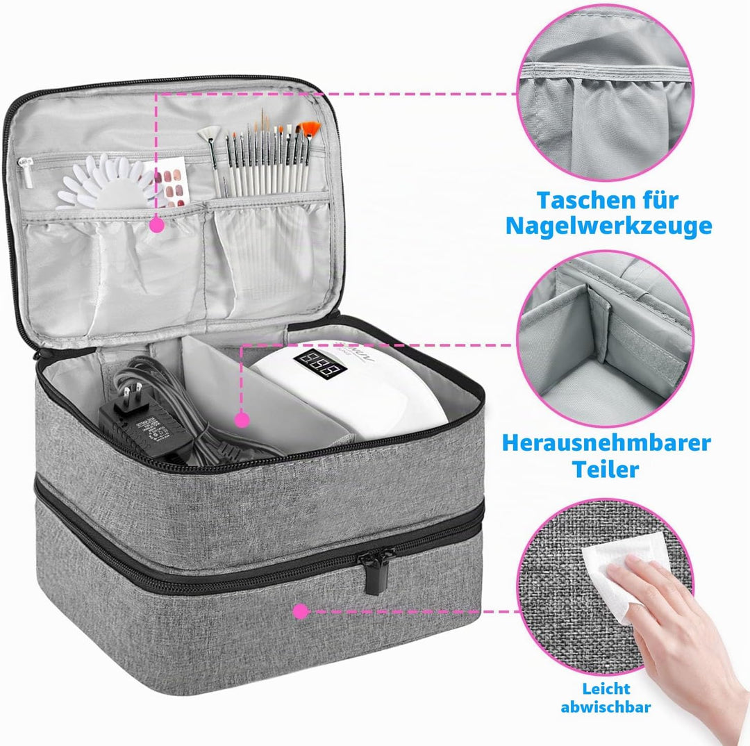 Nagellack Organizer Tasche, Doppelschicht Nagellack Aufbewahrung Box, Organizer Koffer für Nageldesi