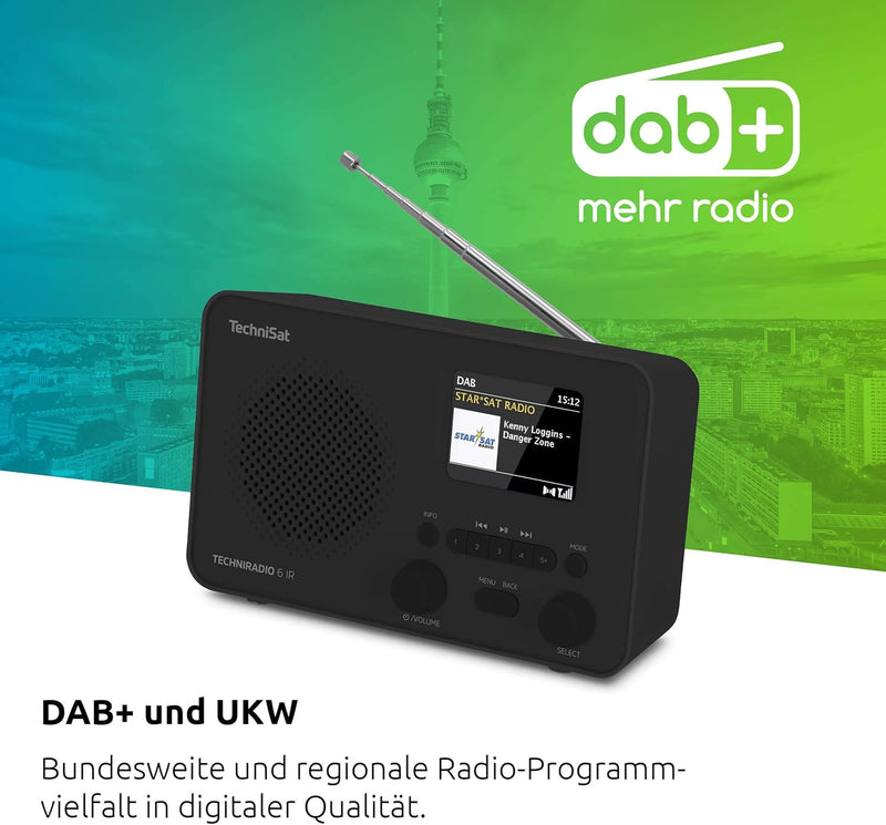 TechniSat TECHNIRADIO 6 IR – portables Internetradio (DAB+, UKW, WLAN, Bluetooth, Farbdisplay, Wecke