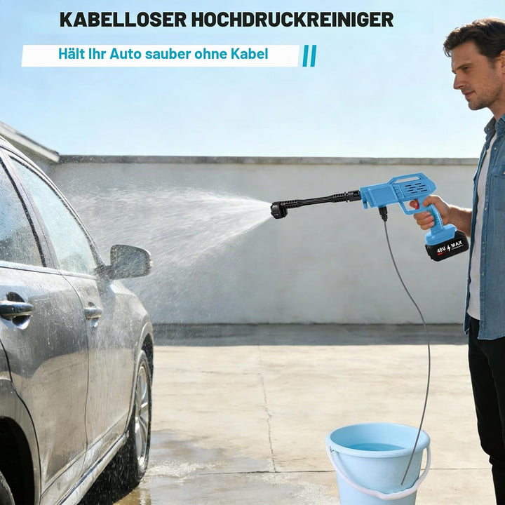 Akku Hochdruckreiniger für Makita 18V Akku, 45 Bar Mobiler Hochdruckreiniger mit 2×2.0Ah Akkus, 6-in