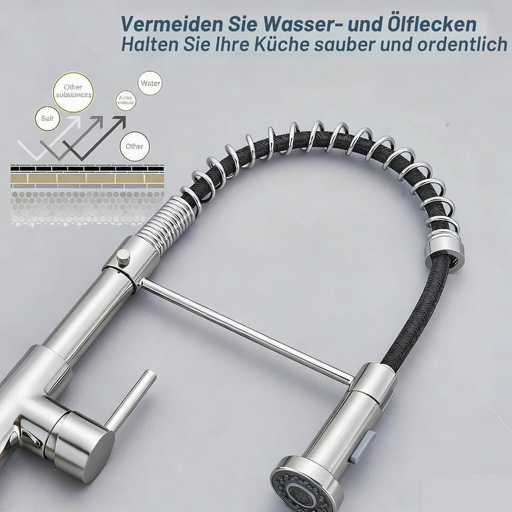Küchenarmatur Mischbatterie Küche Wasserhahn Küche Hochdruck Ausziehbar Mit Herunterziehbare Brause