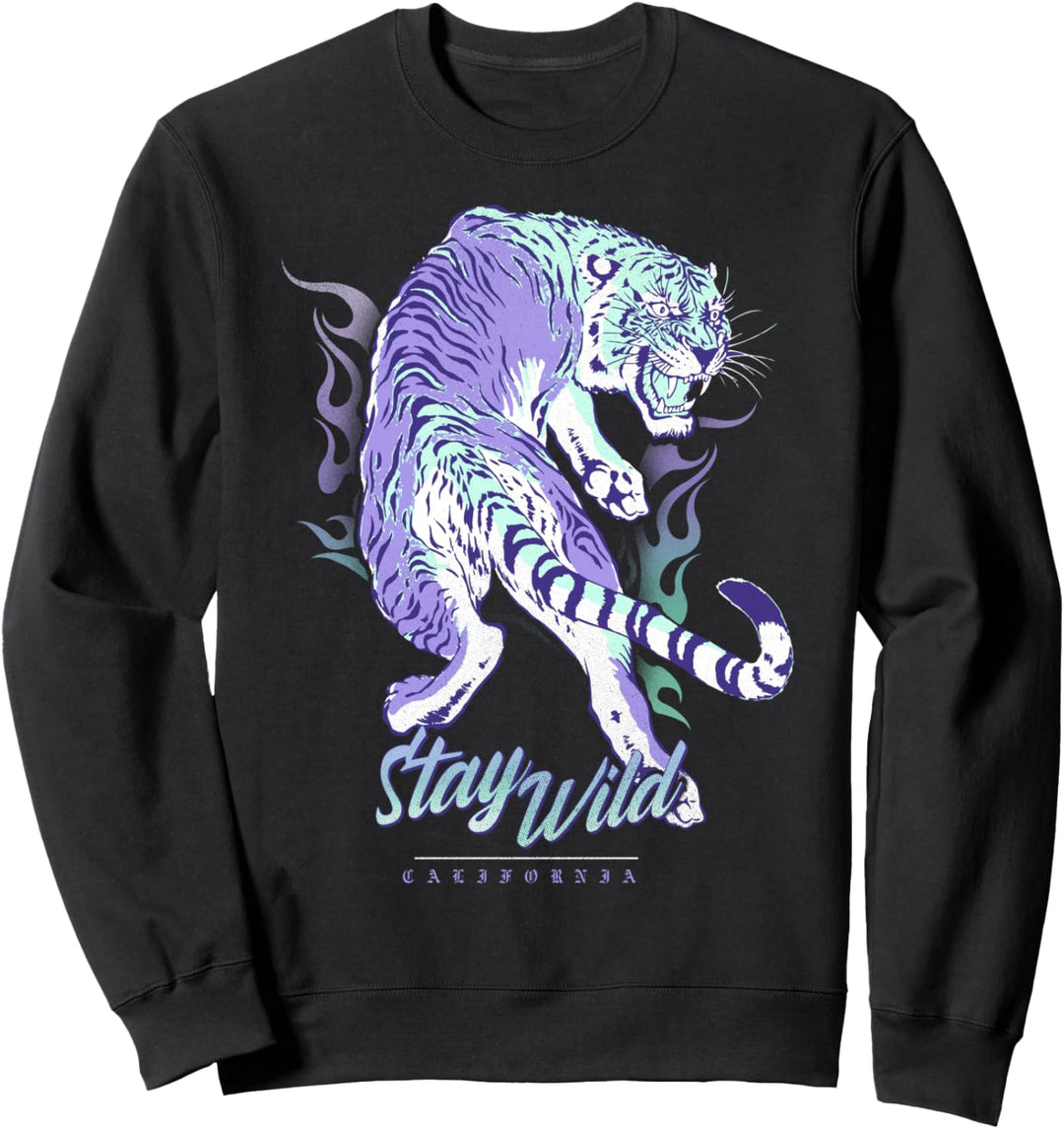 Stay Wild California Tiger Flames Sweatshirt