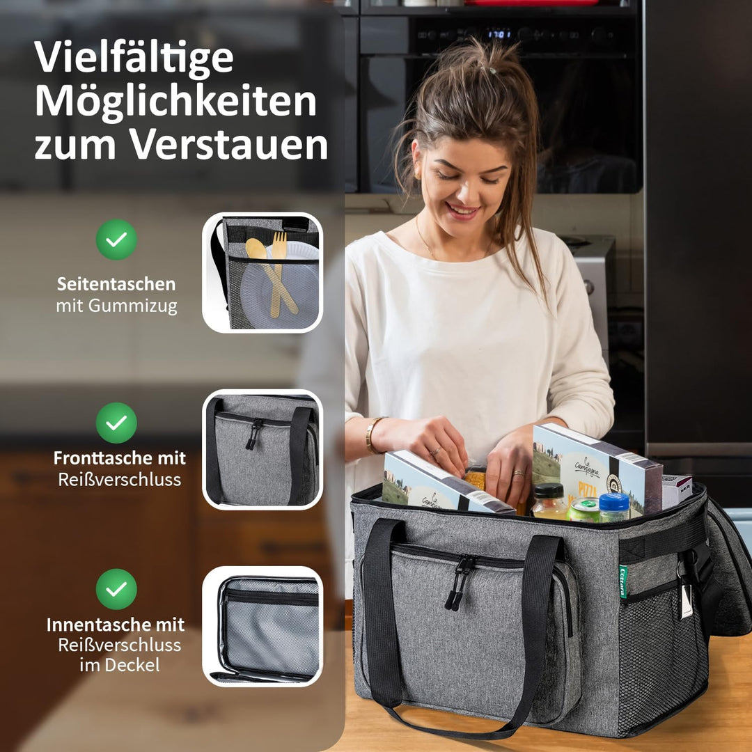 Faltbare Kühltasche gross 30L wasserdicht +12h Frische extra stark isolierte Kühltasche faltbar – Kü