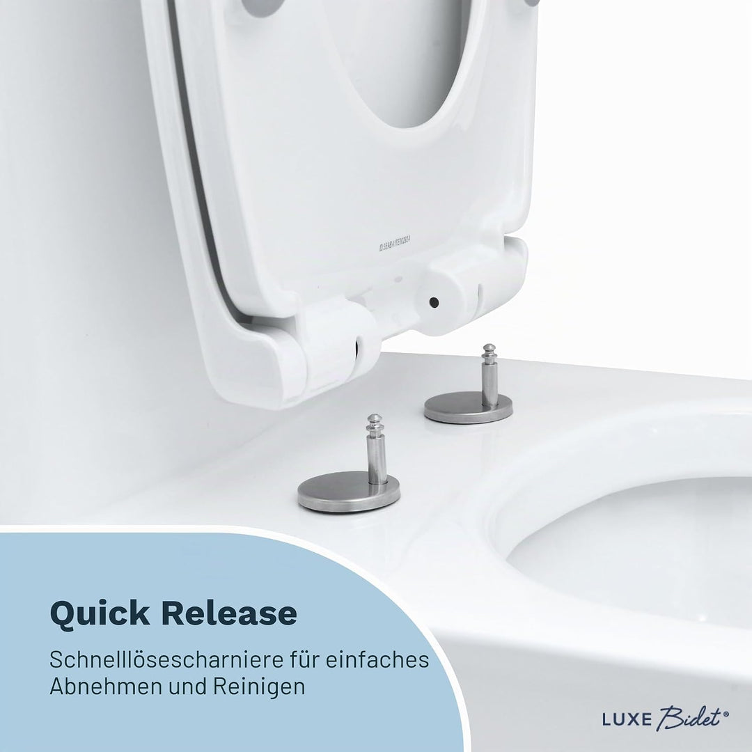 Luxe Bidet LUXE TS1008E Toilettensitz, länglich, bequeme Passform, mit Absenkautomatik, Quick-Releas