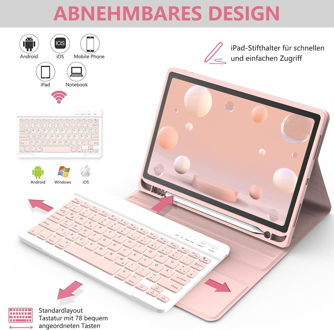 Tastatur Hülle für iPad Air 11"(M2) 2024/iPad Air 5 Gen 2022/iPad Air 4 Gen 2020 10.9&