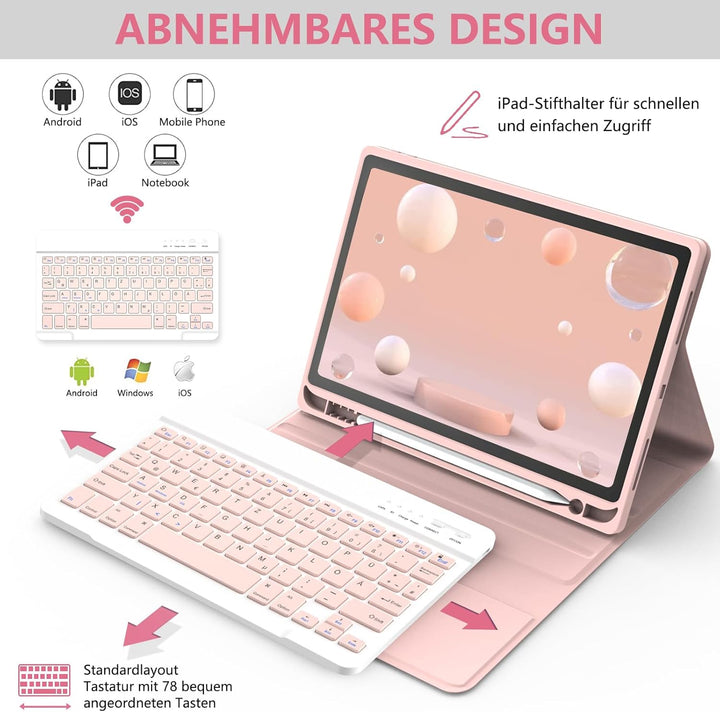 Tastatur Hülle für iPad Air 11"(M2) 2024/iPad Air 5 Gen 2022/iPad Air 4 Gen 2020 10.9&