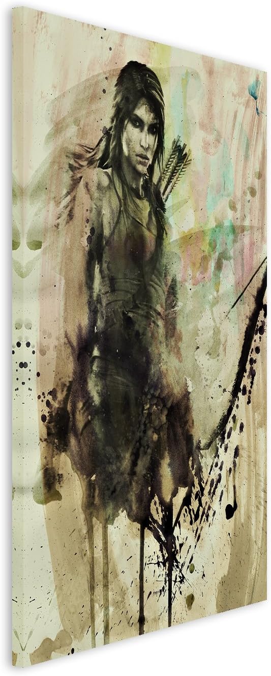 Paul Sinus Art Bogenschuetze Tomb Raider II 90x60cm Aquarell Art Bilder Unikat Leinwandbild direkt v