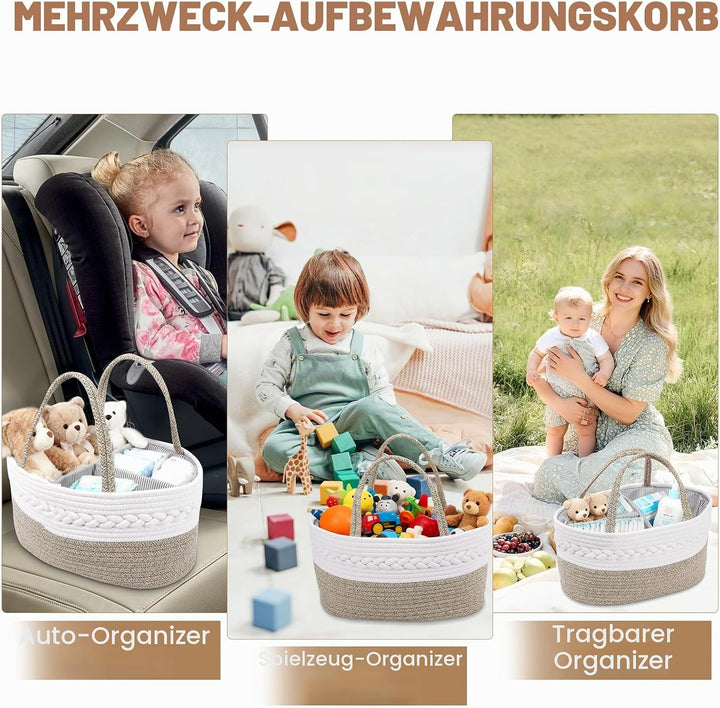 Zorplex Baby Windel Caddy Organizer, Wickeltisch Aufbewahrungskorb mit grossen Fächern und Griffen,