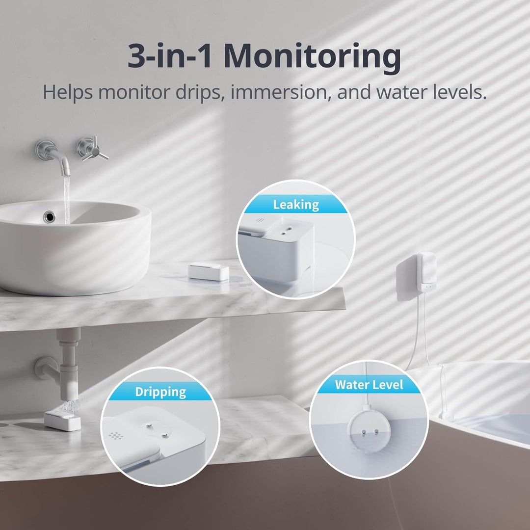 SwitchBot WLAN Wassermelder kein Hub erforderlich(nur 2.4G), Smart Wassersensor 100dB Einstellbarer