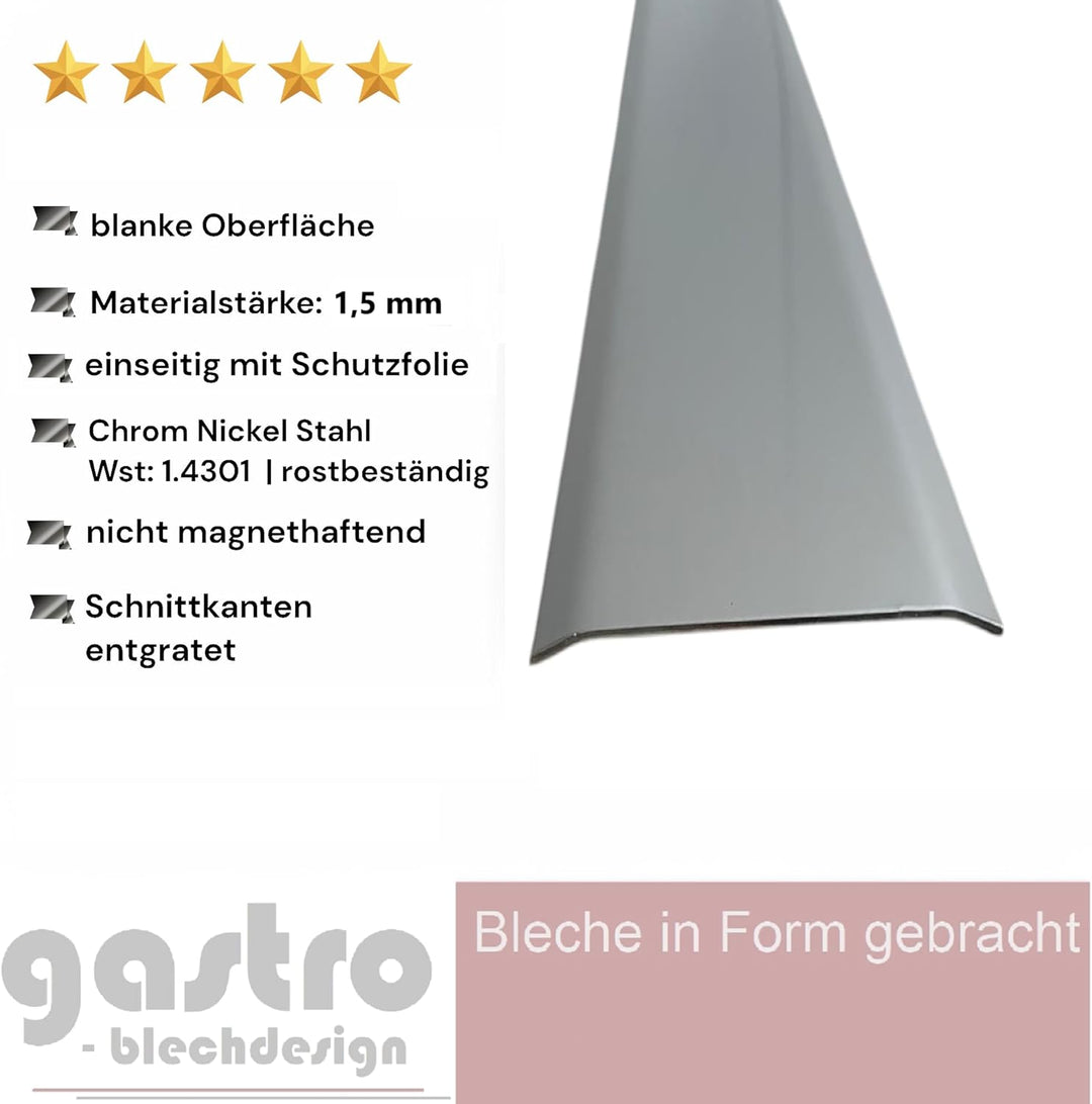 Gastro-Blechdesign Übergangsprofil, Edelstahl blank, 1,5 mm stark, Übergangsprofile, 2000 x 30 mm Üb