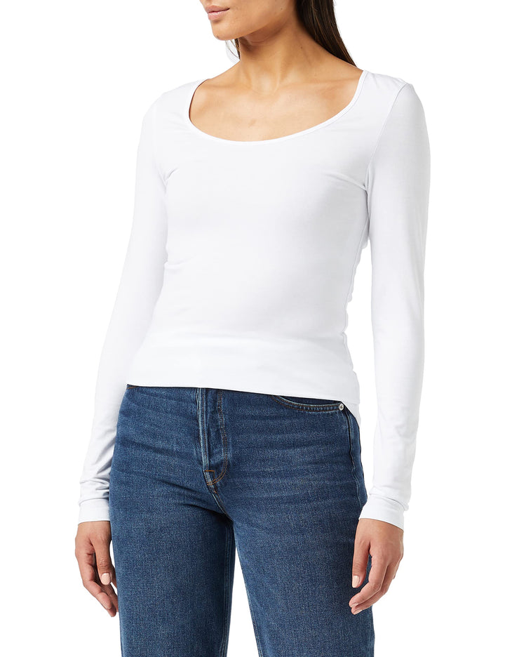 VERO MODA Damen Vmmaxi My Ls Soft Uneck Ga Noos Langarmshirts L Weiss (Bright White Bright White), L