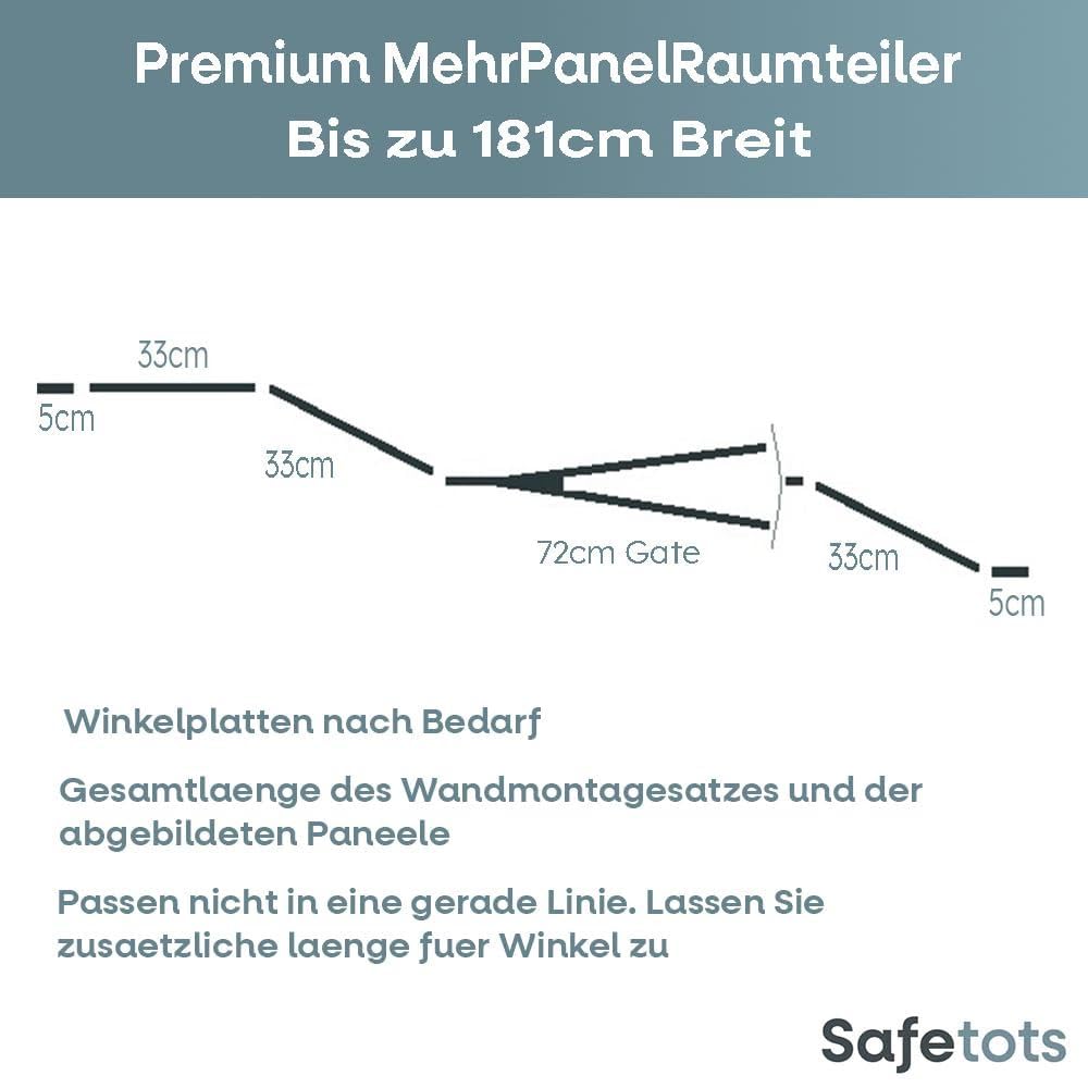 Safetots Premium MehrPanelRaumteiler, bis zu 181cm Breit, Grau, 70cm Hoch, MehrPanelflexible Raumbar