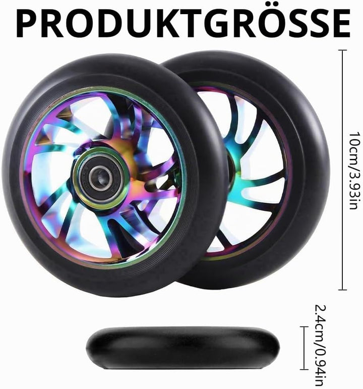 Stunt Scooter Rollen, 2 PCS Scooter Ersatzräder 88A mit ABEC-9 Lager Aluminium, Ersatzräder für Scoo