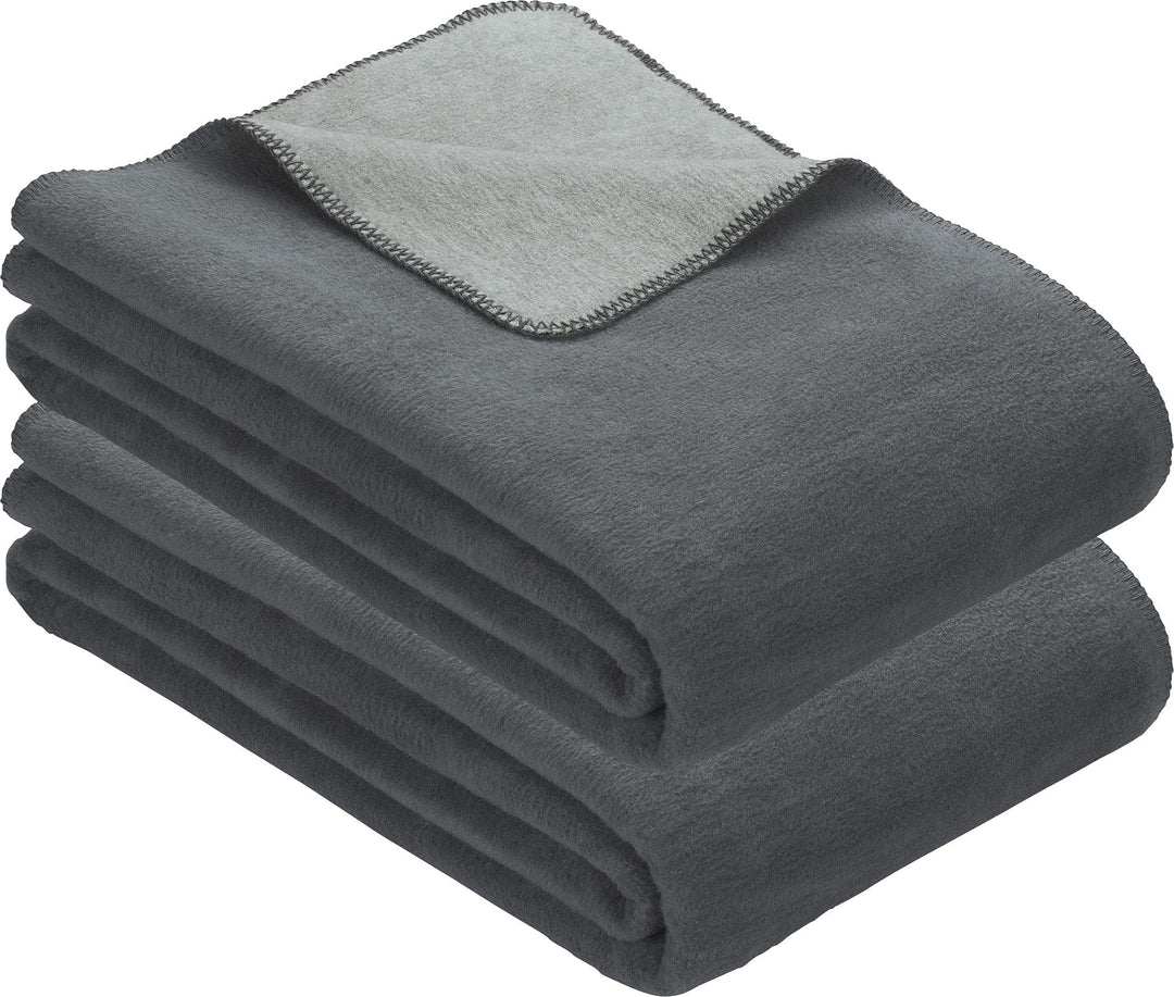 Erwin Müller Wohndecke, Wolldecke 2er- Pack grau/Silber Grösse 150x230 cm - weich, temparaturausglei
