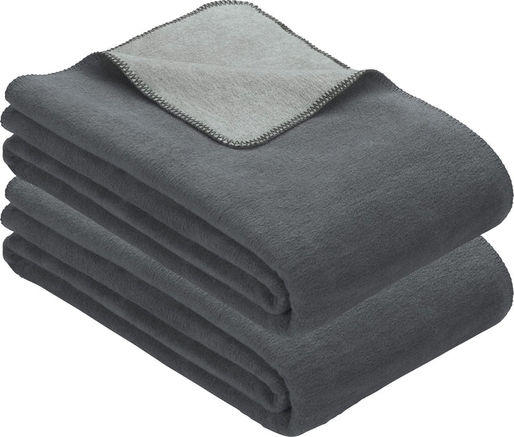 Erwin Müller Wohndecke, Wolldecke 2er- Pack grau/Silber Grösse 150x230 cm - weich, temparaturausglei