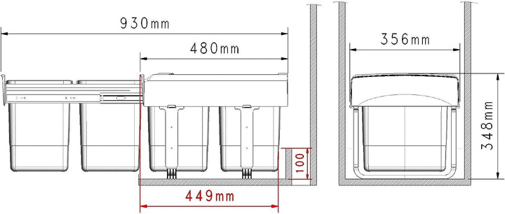 MEGA Einbau Abfallsammler 2 x 15 L Vollauszug