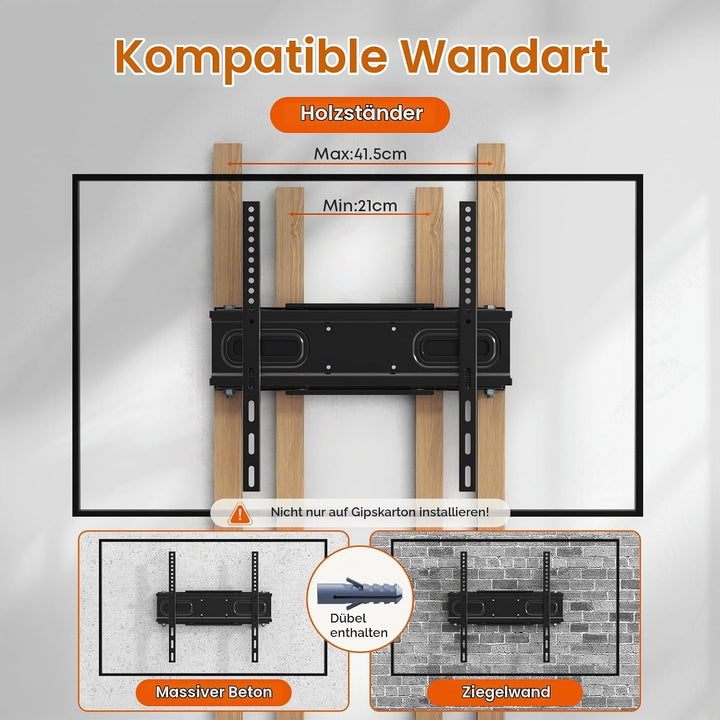 TV Wandhalterung, Schwenkbare Neigbare TV Halterung für 32-70 Zoll bis zu 50kg, Wandhalterung Fernse