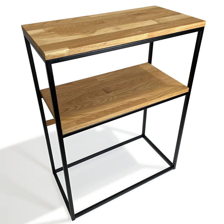 FLEXISTYLE Konsolentisch schwarz Metall Holz Eiche Industrial LOFT Design (60x80x30 Zwei Regale), 60