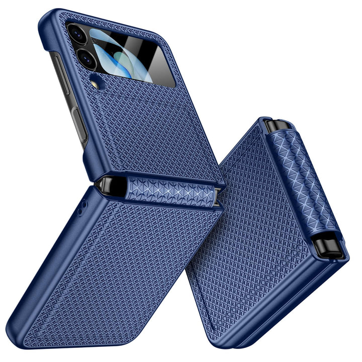 Doeshine für Samsung Galaxy Z Flip 4 Hülle mit Scharnierschutz & Displayschutzfolie, Rutschfester Te