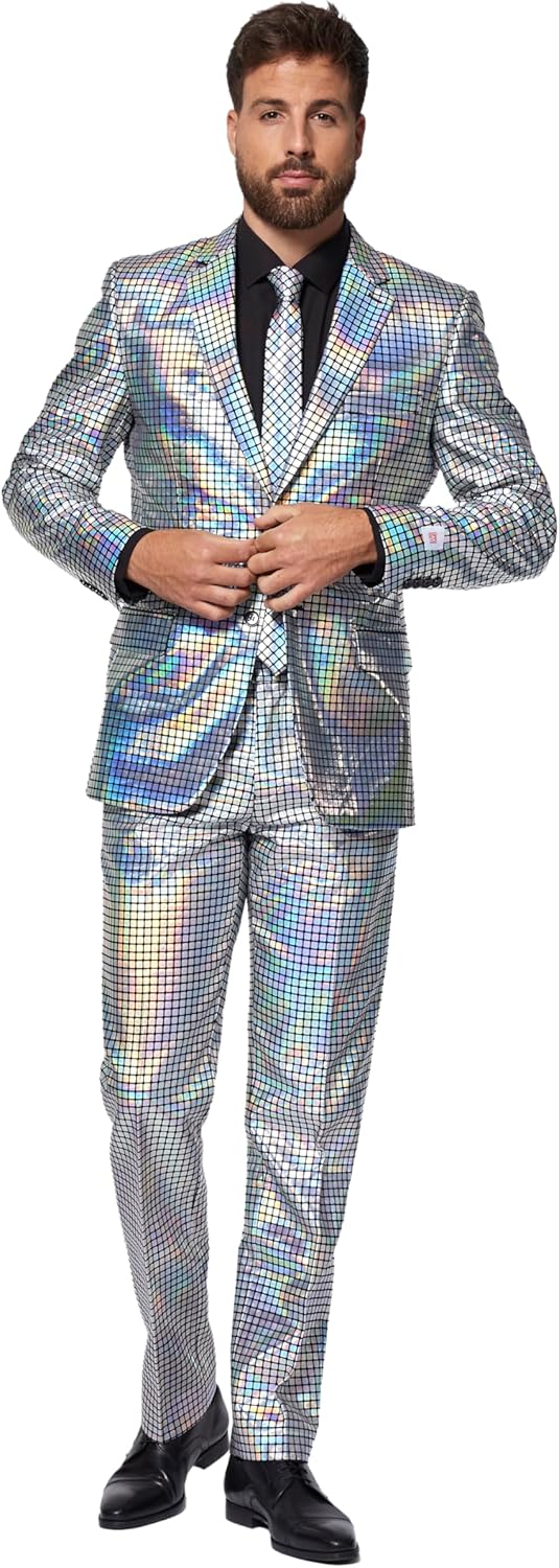 OppoSuits Herren Opposuits Halloween Suit For Men in Creepy And Stylish Print Anzug 46 Discoballer,
