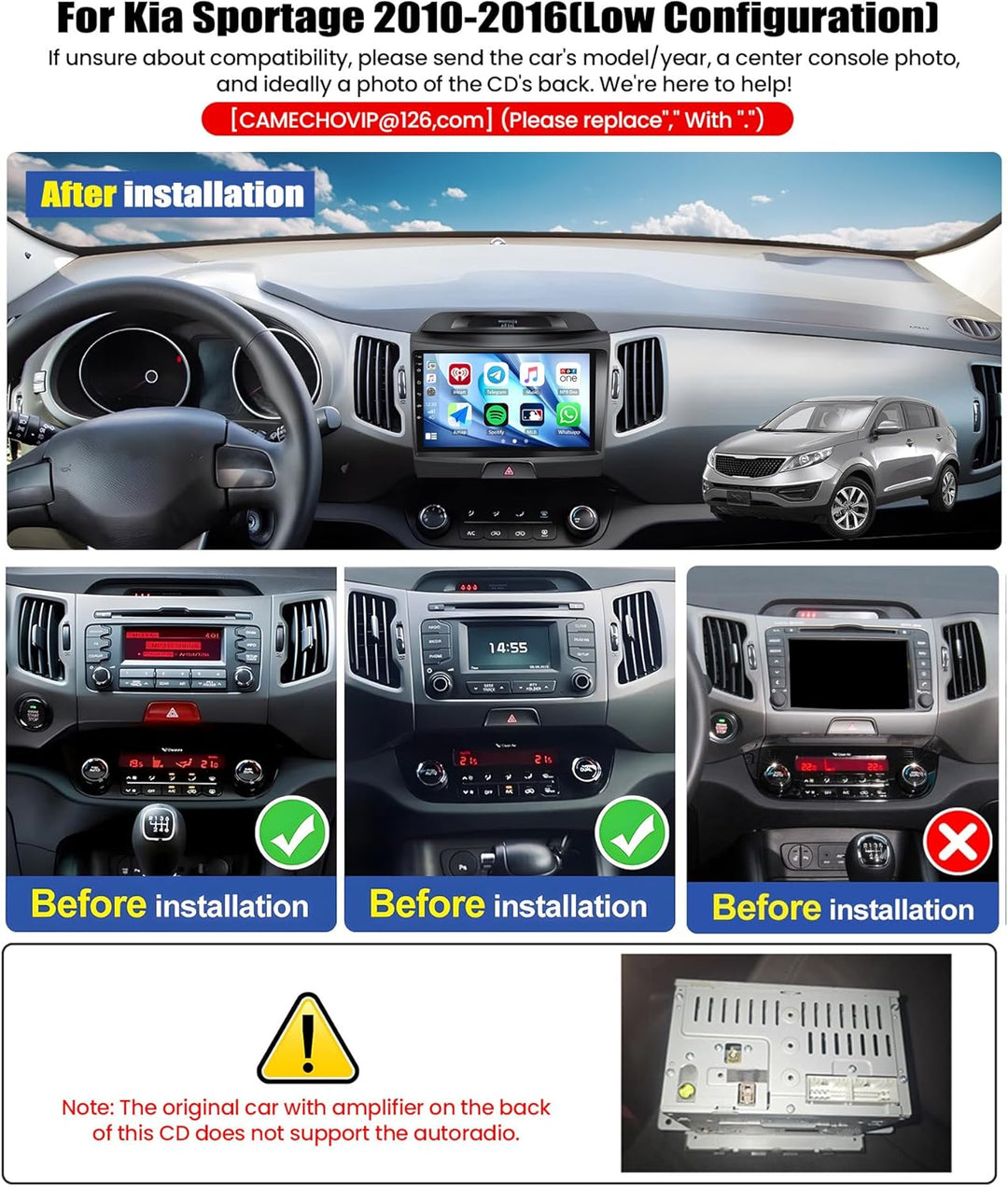 CAMECHO 4G+128G Android 15 Autoradio für Kia Sportage 3 III SL 2010-2016 mit Navi Carplay Android Au