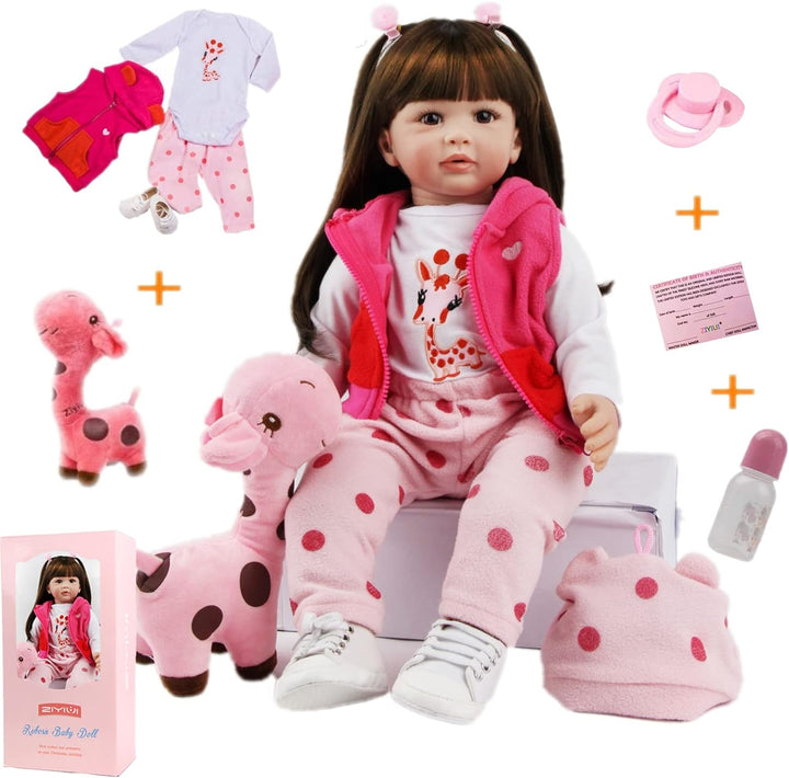 ZIYIUI Simulation Reborn Baby-Puppe 24 Zoll 60 cm Reborn Babys Mädchen Weiche Vinyl Silikon Lebensec