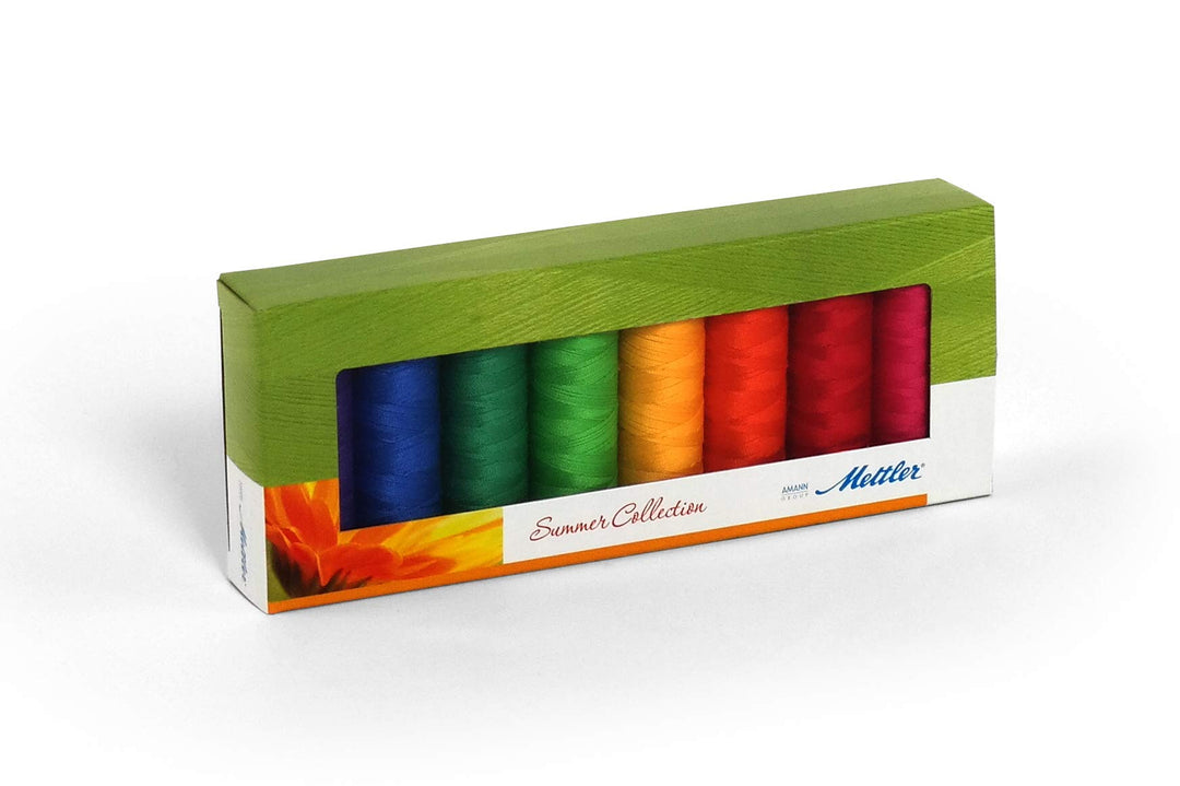 Mettler SERALON Summer-Kit 8er Nähgarnbox: Universal Garn zum Nähen oder Sticken, Nähgarn für Nähmas
