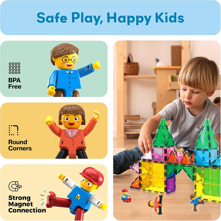 PicassoTiles Magnetic 4 Familien-Aktionsfiguren Kleinkind Spielzeug Magnet-Erweiterungspaket Pädagog