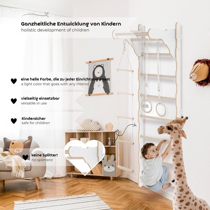 MAMOI® Kletterbogen mit rutsche, Kletterdreieck, Baby Klettern, Klettergerüst aus Holz, Holzbogen fü