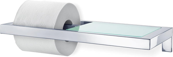blomus -MENOTO- WC-Rollenhalter aus poliertem Edelstahl, praktische (Telefon-) Ablage, Klopapierhalt