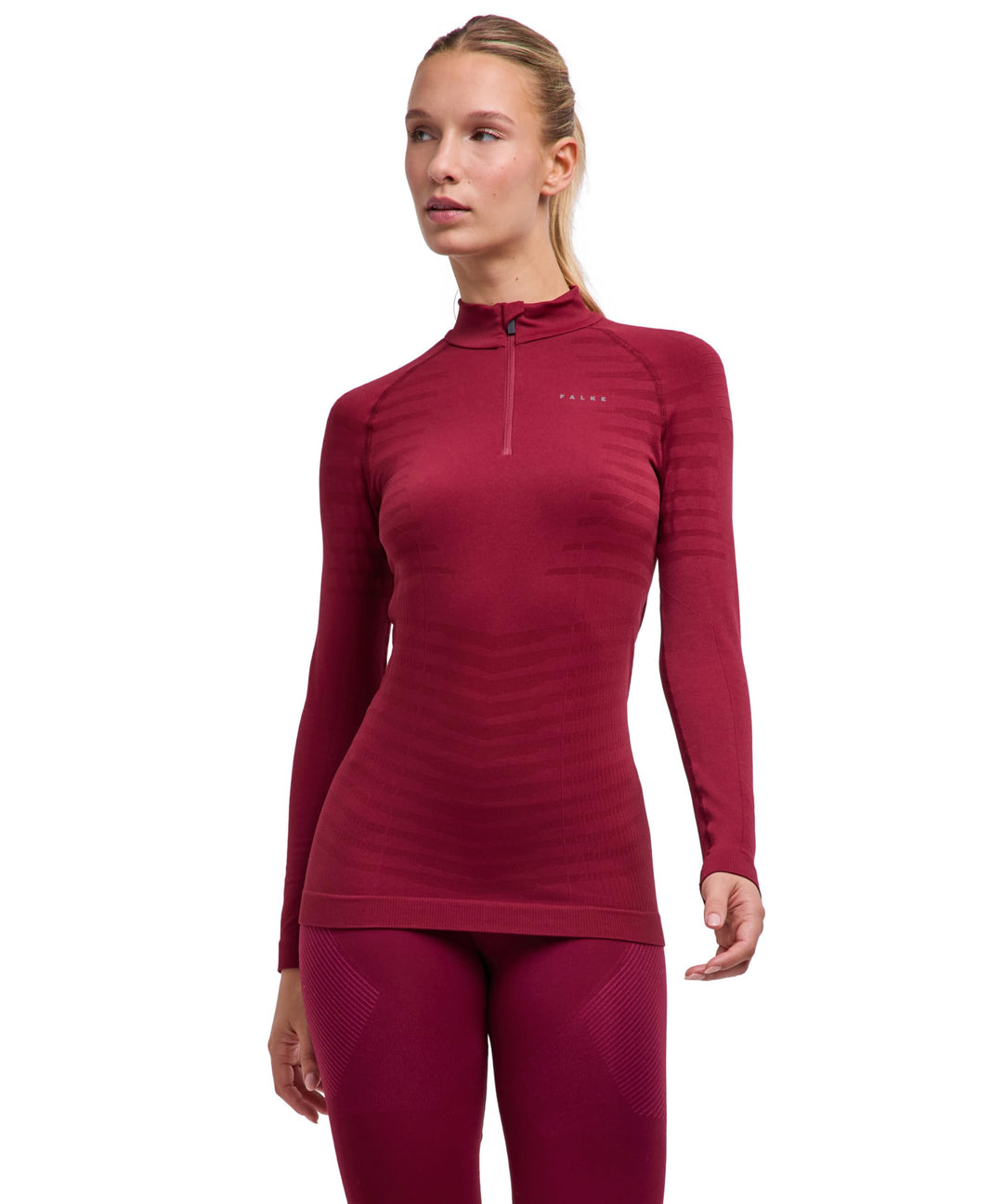 FALKE Damen Maximum Warm High Zip Neck Funktionsshirt Langarm schnelltrocknendes atmungsaktives nach