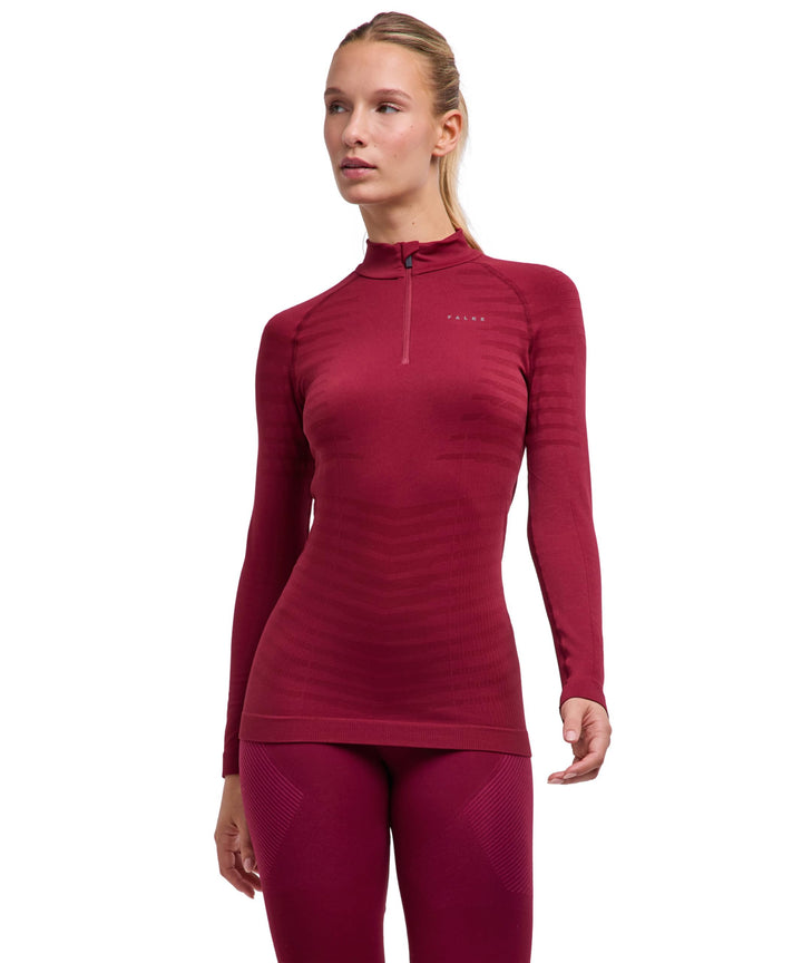 FALKE Damen Maximum Warm High Zip Neck Funktionsshirt Langarm schnelltrocknendes atmungsaktives nach