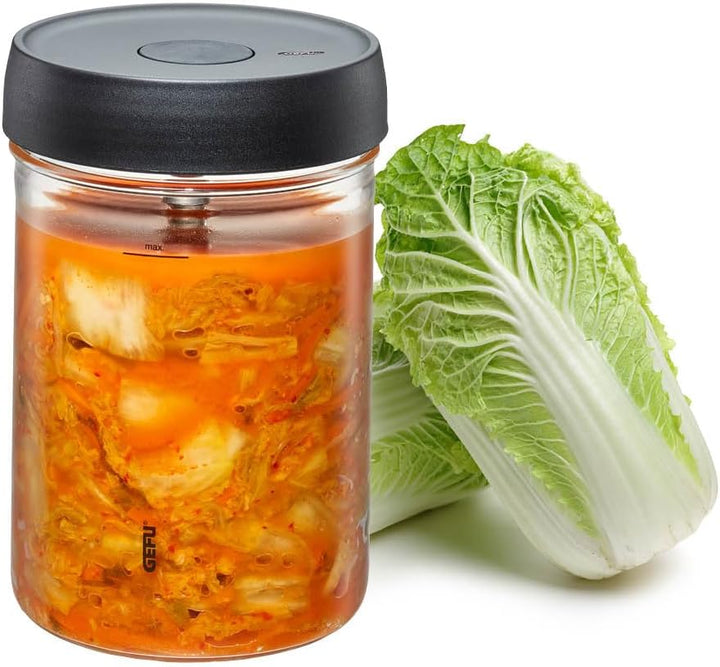 GEFU Fermentiergläser NATIVO 2er Set - 0,5L & 1L, inkl. Beschwerungsgewicht, Fermentationsglas mit G