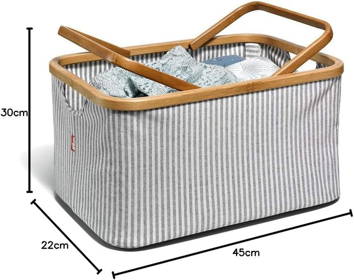 Prym 612054 Fold & Store Basket Canvas & grau, 45 x 30 x 22 cm