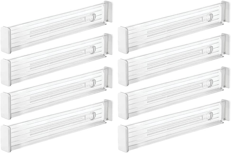 mDesign 8er-Set verstellbarer Schubladeneinsatz – praktischer Schubladen Organizer für Schrank und K
