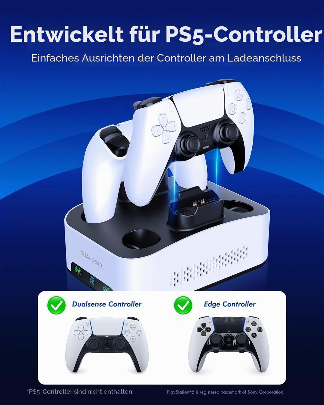 GRAUGEAR 4TB Externe Festplatte für PS5 & PS5 Slim, Ladestation für 2X PS5 Controller, 4TB HDD 3.5",