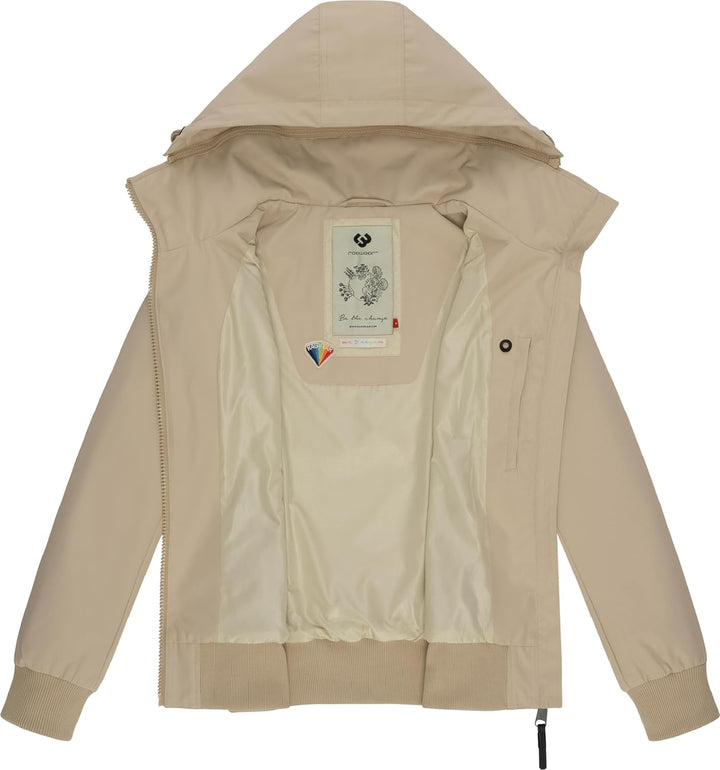 Ragwear Damen Übergangjacke wasserdicht (Wassersäule: 4.000 mm) leichte Jacke kurz mit abnehmbarer K