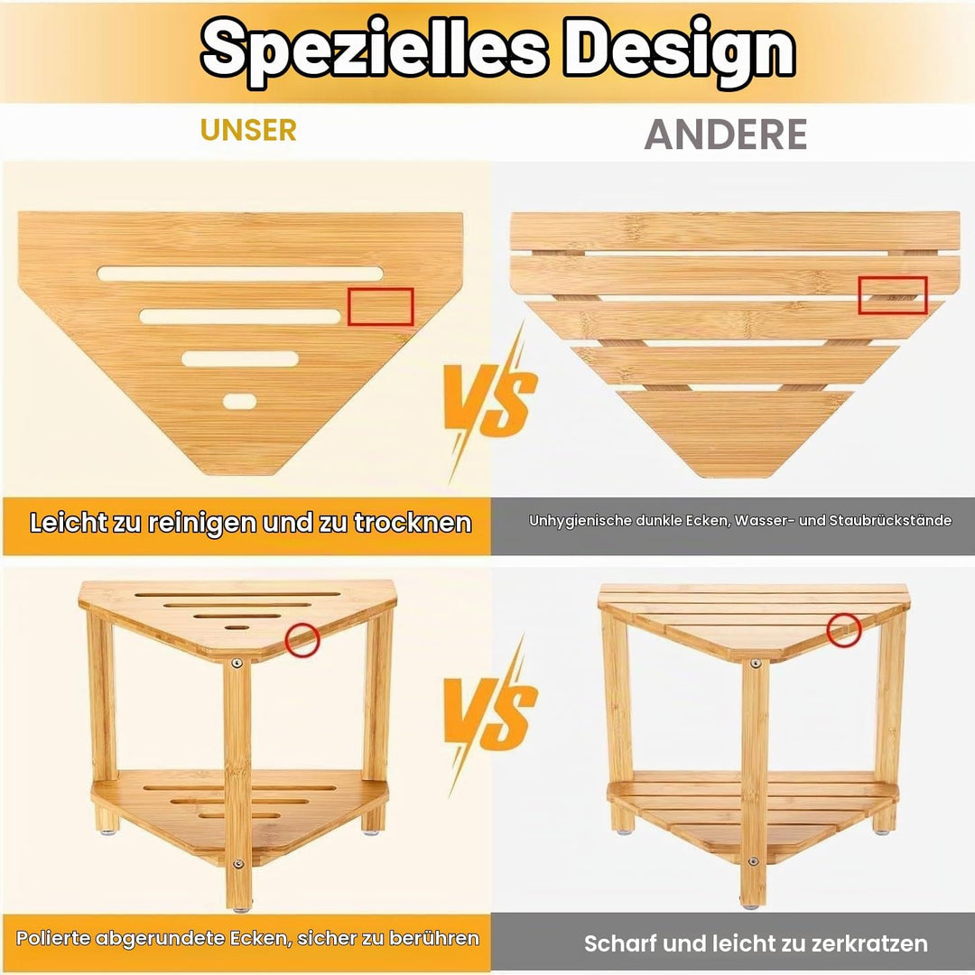 Bambus Eckregal, 2 Stufe Eck-Ablage für Badezimmer, Dusche &amp; Küche, Natürliches Holz-Eckregal mit Ru