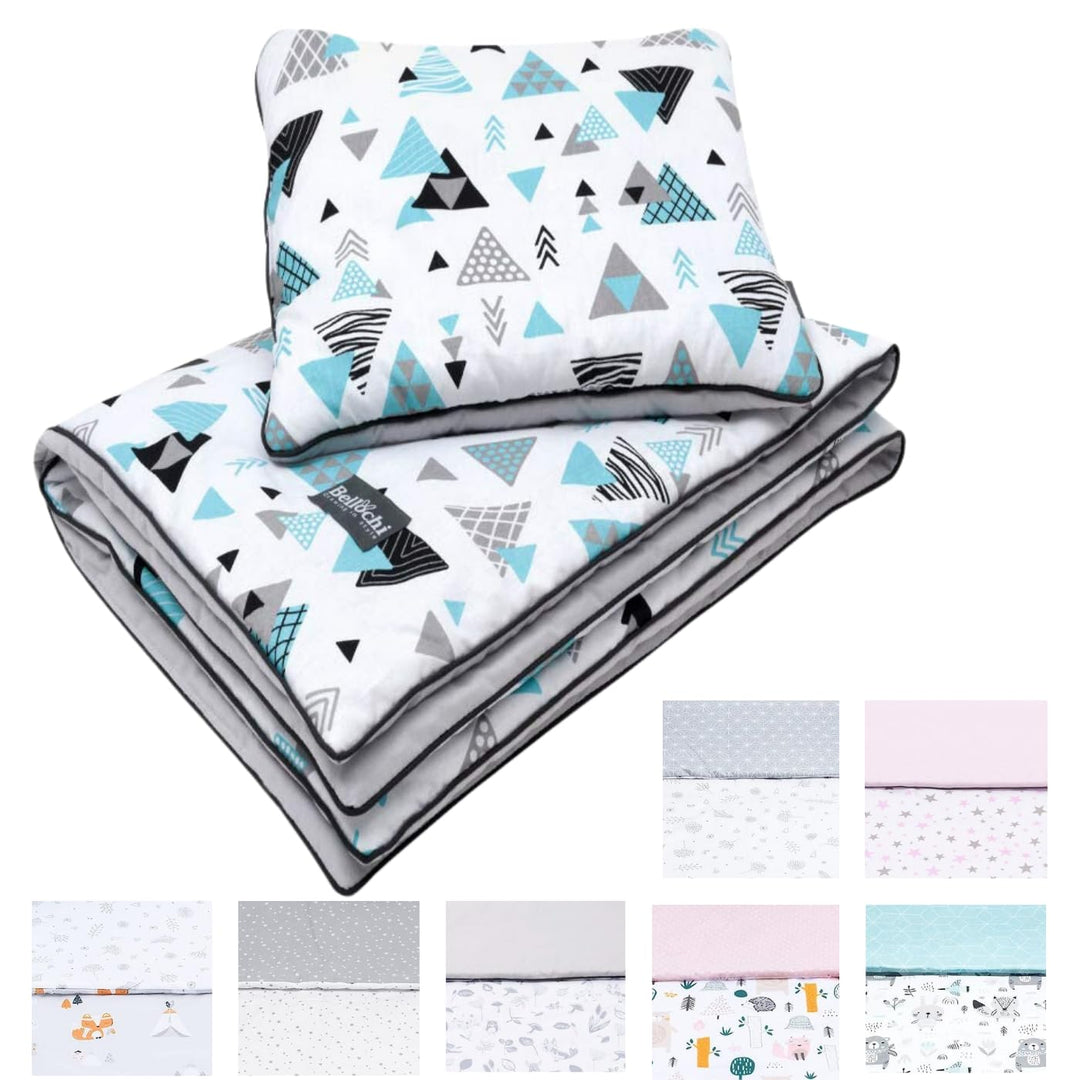 Bellochi Multifunktional Baby Decke Set - Doppelseitig Baby Bettwäsche 75x100 cm und Kissen 30x40cm