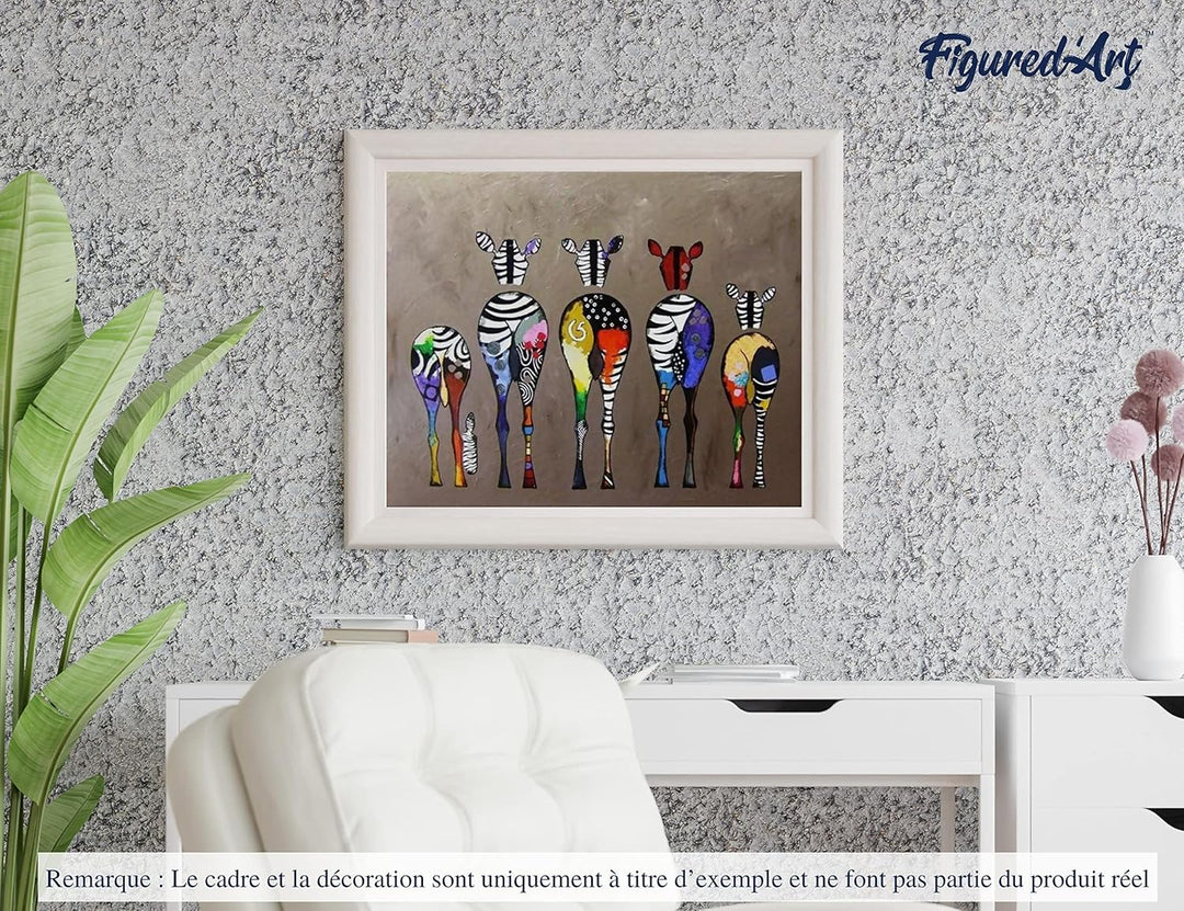Figured'Art Malen Nach Zahlen Erwachsene Mit Rahmen Zebras von hinten - Paint by Numbers Basteln DIY