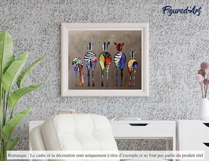 Figured'Art Malen Nach Zahlen Erwachsene Mit Rahmen Zebras von hinten - Paint by Numbers Basteln DIY