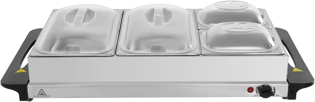 Buffet Speisewärmer Buffetwärmer mit 4 Herausnehmbaren Tabletts &amp; Warmhalteplatte, Buffet Wärmer 300