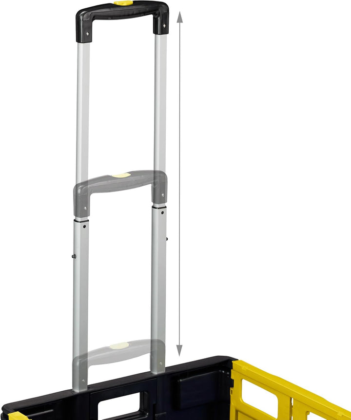 Relaxdays Einkaufstrolley klappbar, bis 35 kg, 50 l Kiste, mit Teleskopgriff, 2 Rollen, Transport Tr