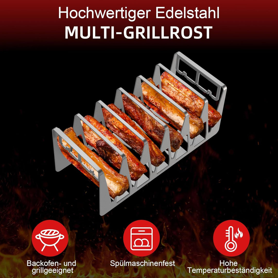 Spareribs Halter Grill, Hähnchenschenkel Halter, Grill Zubehör aus Edelstahl, Ganz einfach indirekt