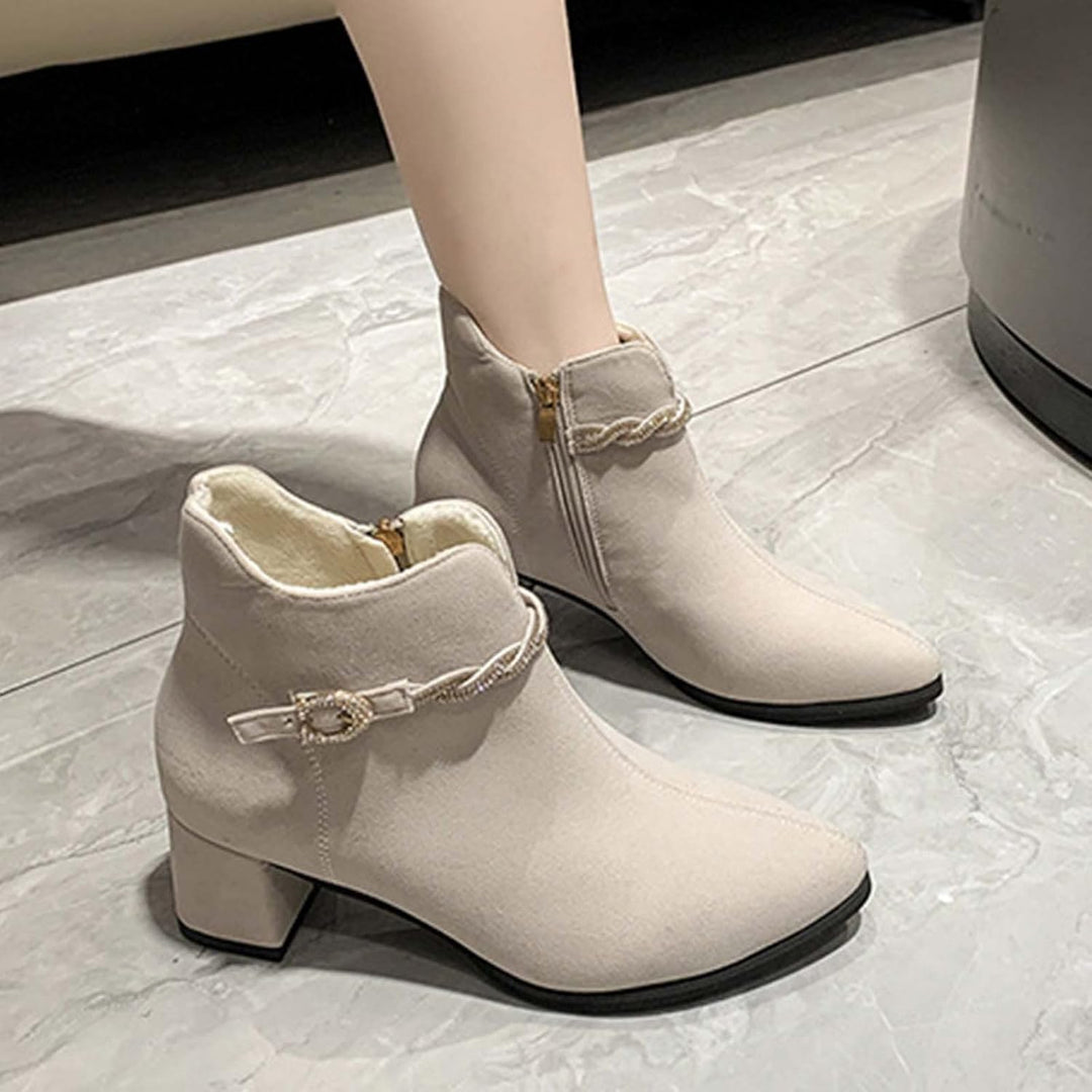 Stiefeletten Damen Comfort Stiefel Schnürstiefel mit Runder Zehenpartie Schwarz Schnürstiefeletten H
