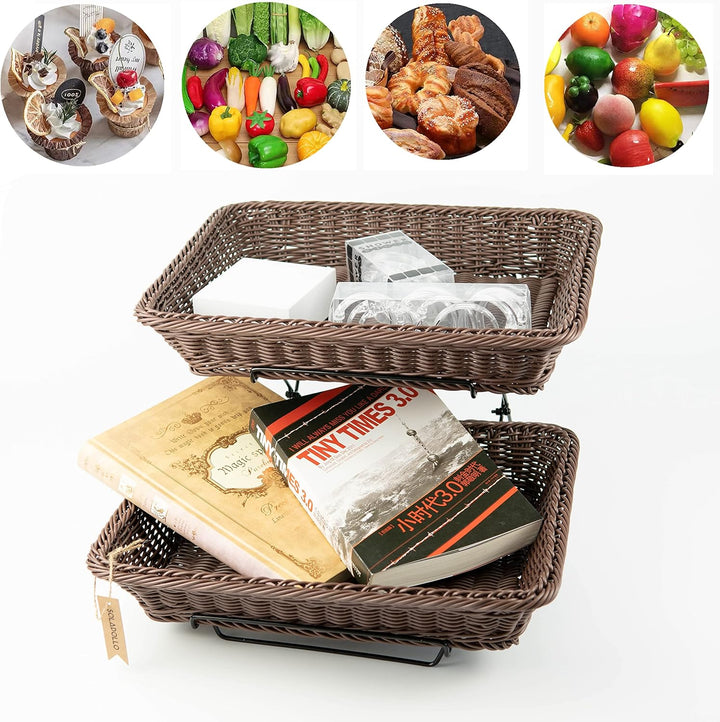 2-Stücke von 15,7 Zoll Brot Körbe mit einem Ständer zum Servieren, Normale Körbe für Lagerung, Poly