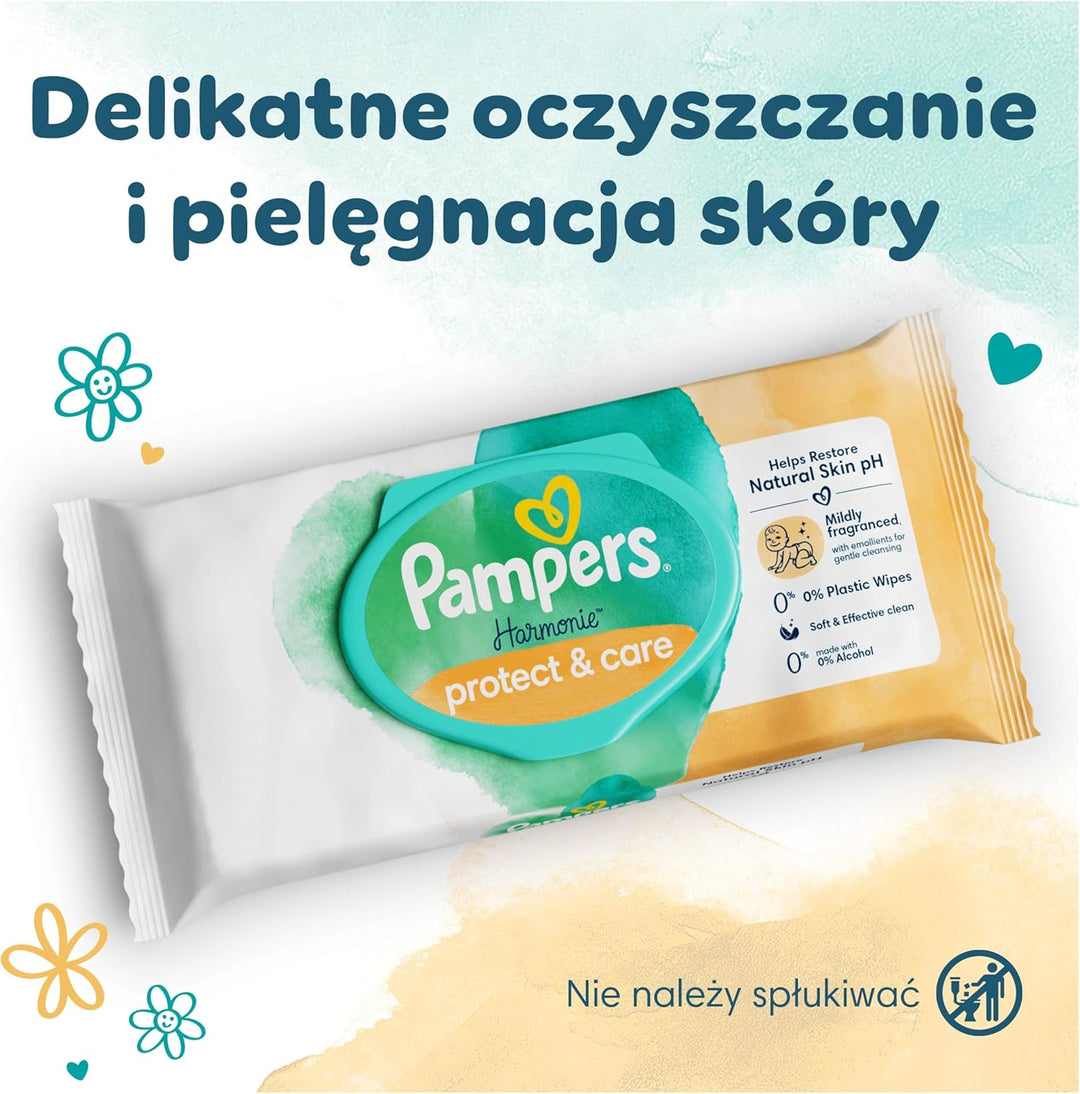 Pampers Harmonie Protect & Care Feuchttücher 18 Packungen mit jeweils 44 Feuchttüchern = 792 Feuchtt
