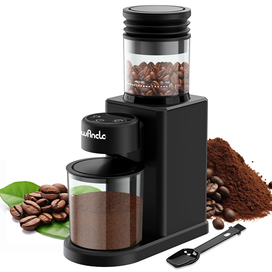 Wancle Elektrische Kaffeemühle Kaffeebohnenmühle Touch-Ausgabe mit Kegelmahlwerk - 25 Mahlgrade, Prä