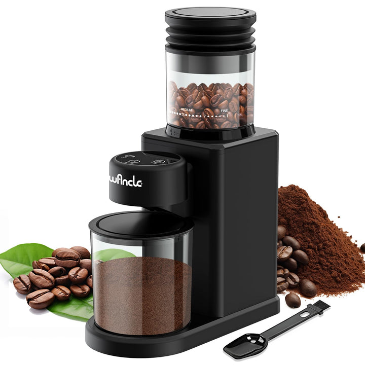 Wancle Elektrische Kaffeemühle Kaffeebohnenmühle Touch-Ausgabe mit Kegelmahlwerk - 25 Mahlgrade, Prä