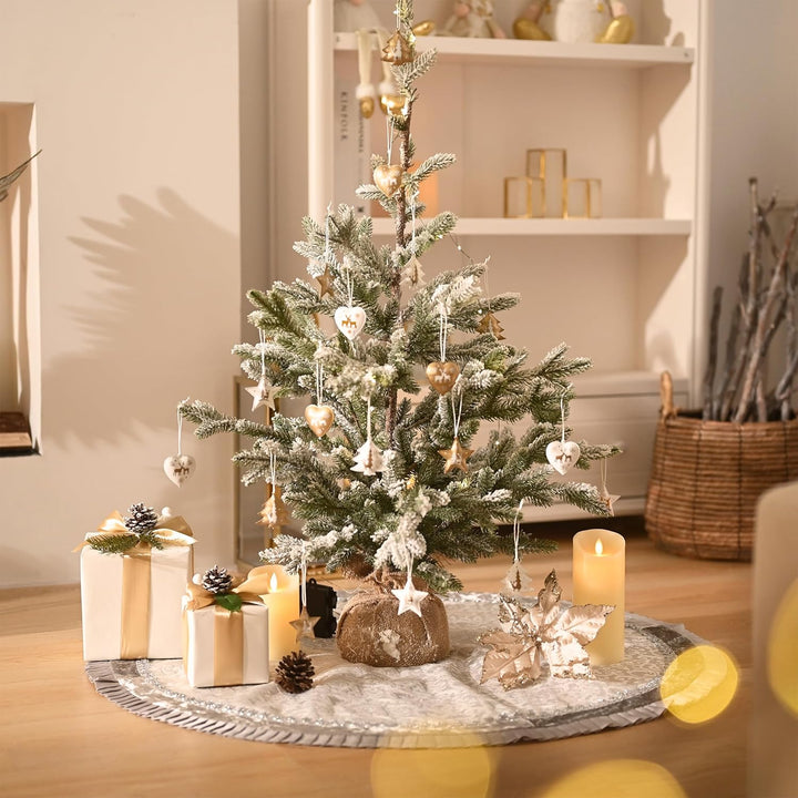 Valery Madelyn 18 Stück eleganter Weihnachtsbaumschmuck in Weiss und Gold, hängende Weihnachtsanhäng