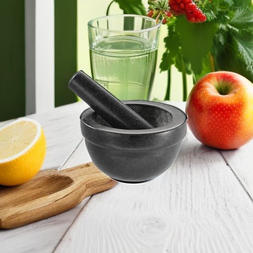 RÖSLE Granitmörser, Hochwertiger Steinmörser mit Stössel für Kräuter, Gewürze, Currypasten oder Pest